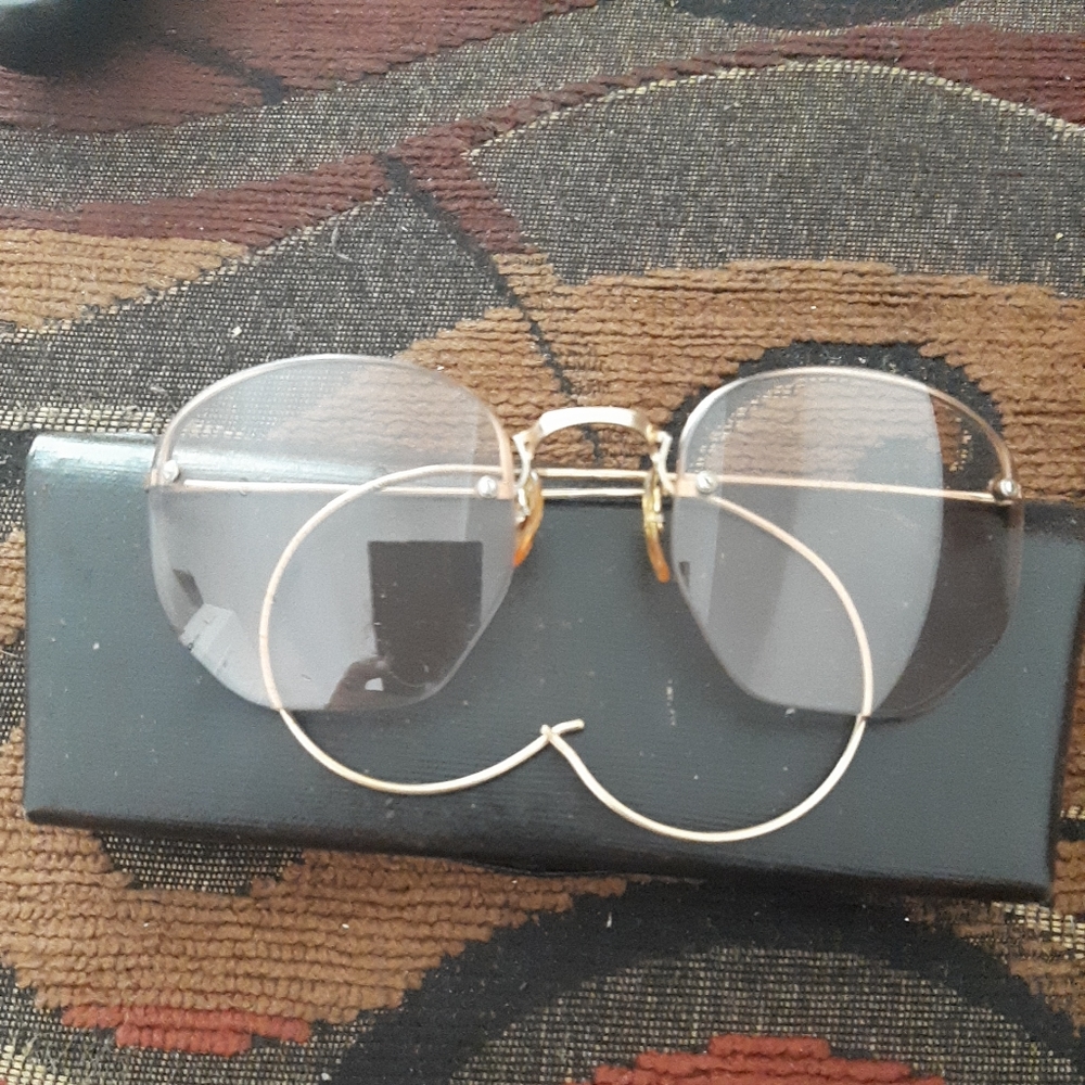 VTG Artcraft Gold Filled Rimless Eyeglasses Frames Glasses Beige Gold+ Org. Case